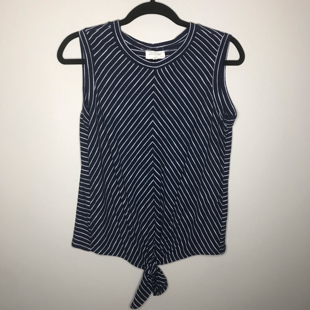 Melló Day Black and White Stripe Knit Blouse